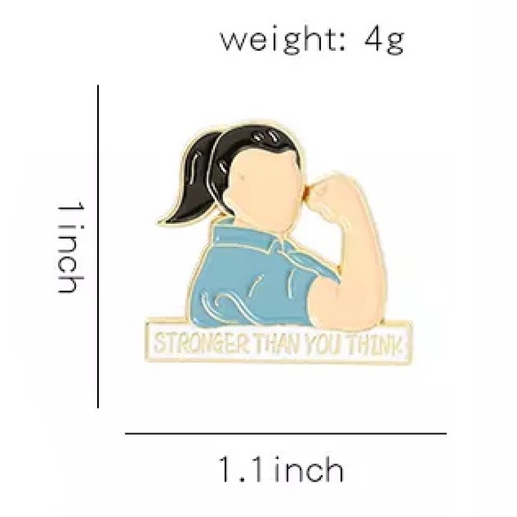 6/$30 Girl Stronger Than You Think Enamel Pin - Picture 2 of 2
